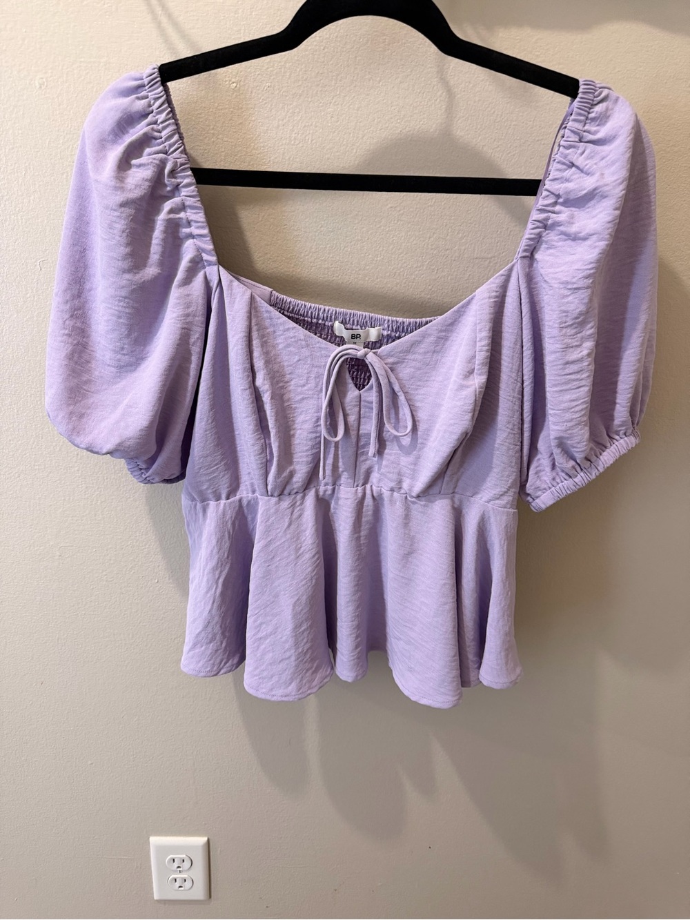 Lavender Puff Sleeve Peplum Top medium